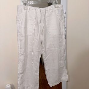 Willi Smith 100% Linen White Capri Pants